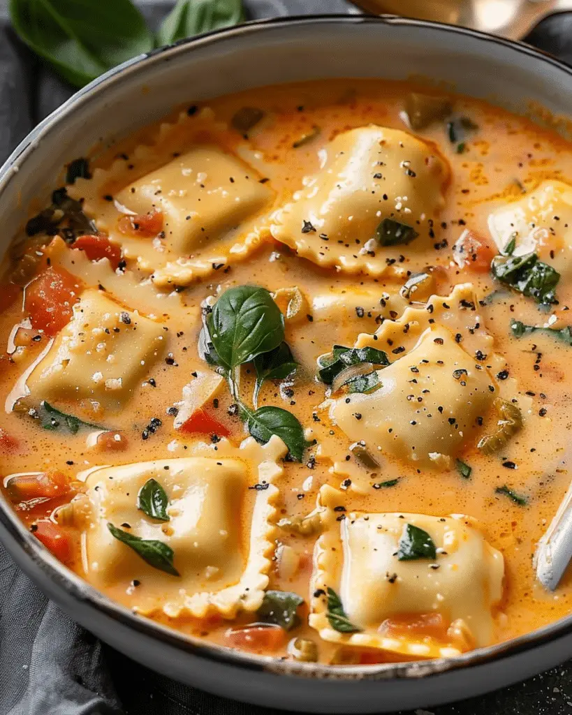Creamy Tuscan Ravioli Soup