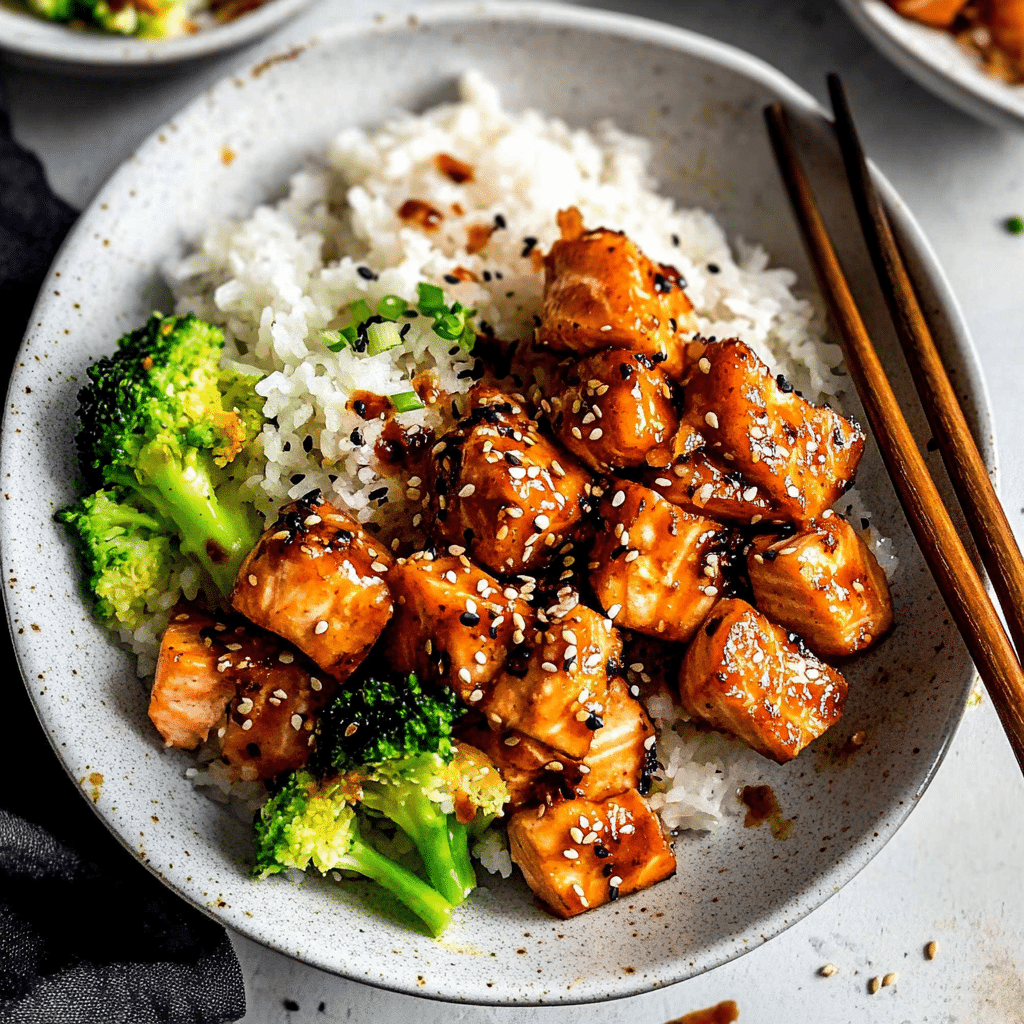 Crispy Orange Salmon Bowls