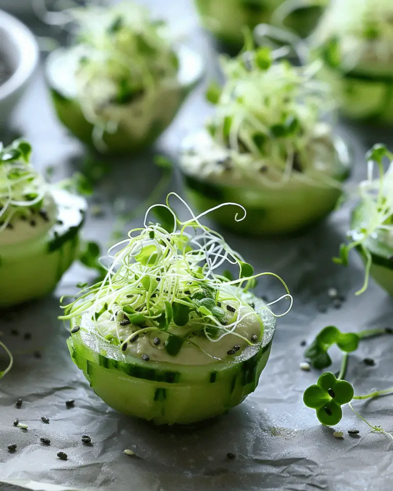 Cucumber Hummus Bites with Chia Sprouts