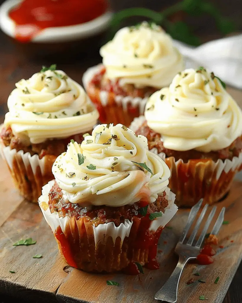 Meatloaf Cupcakes with Whipped Potato Topping
