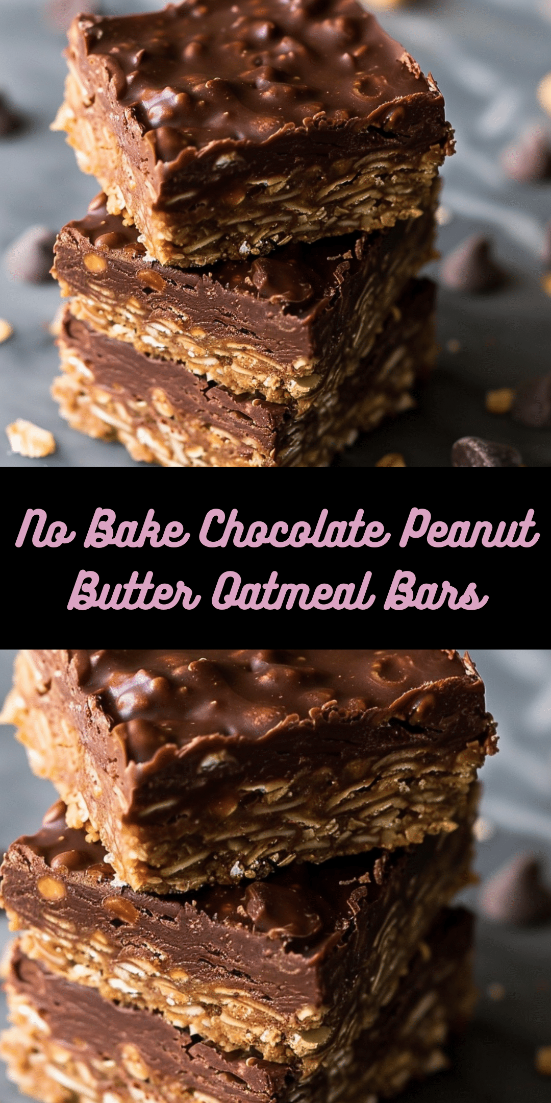 No Bake Chocolate Peanut Butter Oatmeal Bars - Cooking With Blog