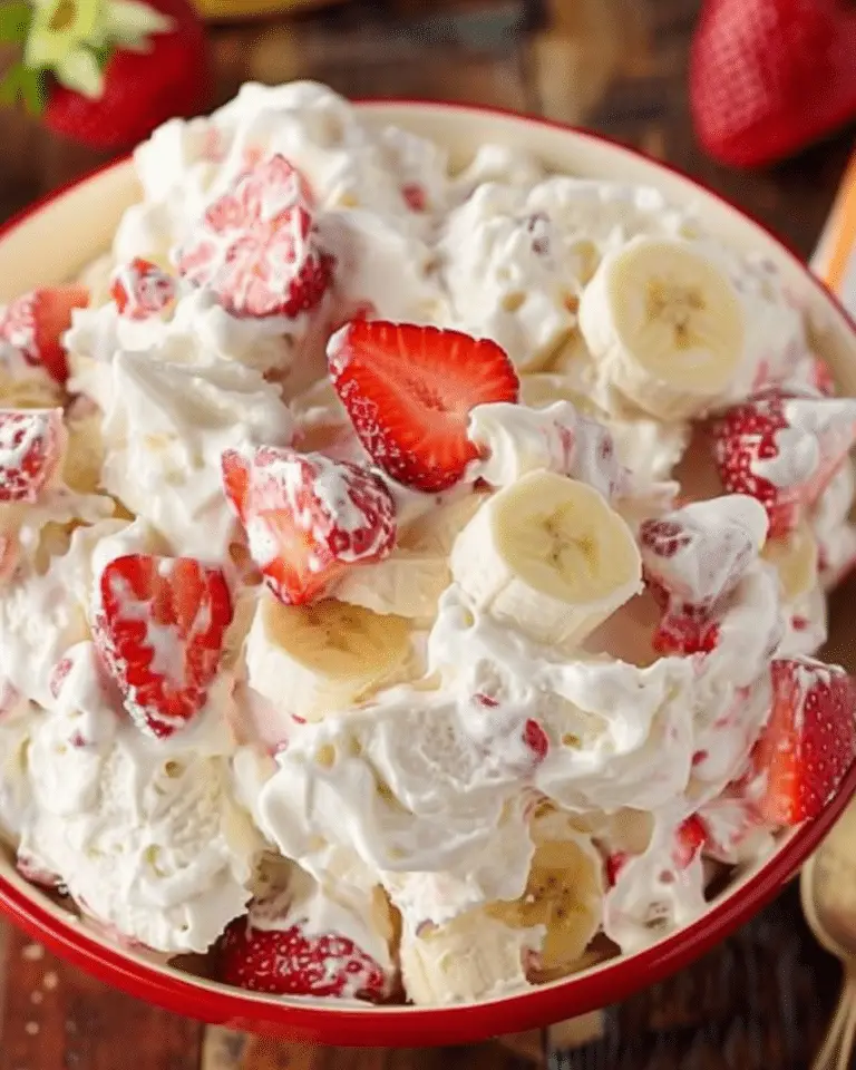 No-Bake Strawberry Banana Cheesecake Salad