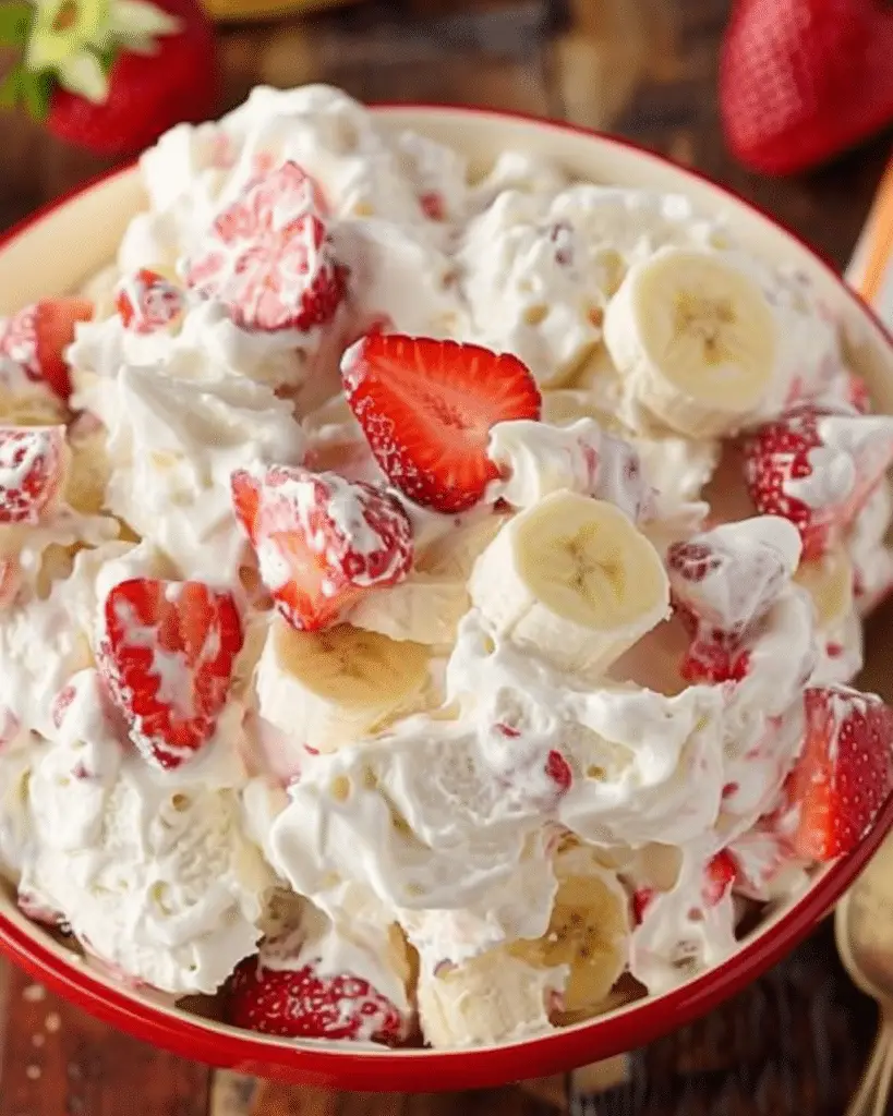 No-Bake Strawberry Banana Cheesecake Salad