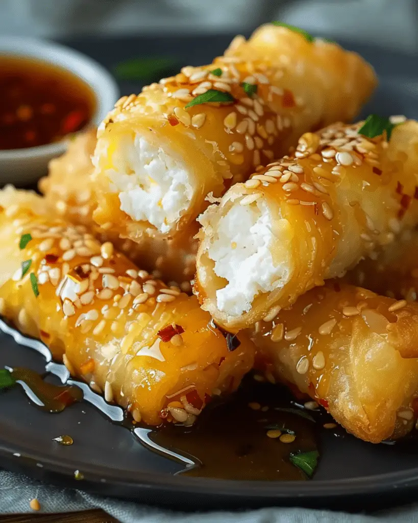 Oven-Fried Feta Rolls with Chili Honey