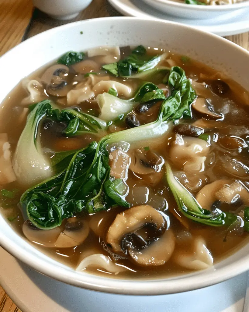 Potsticker Soup with Mushrooms & Bok Choy
