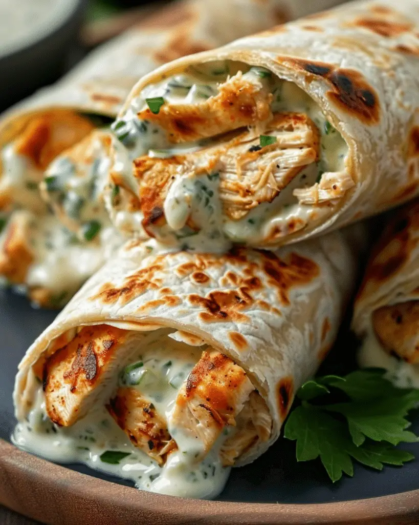 Savory Chicken Wraps with Garlic Cream Sauce