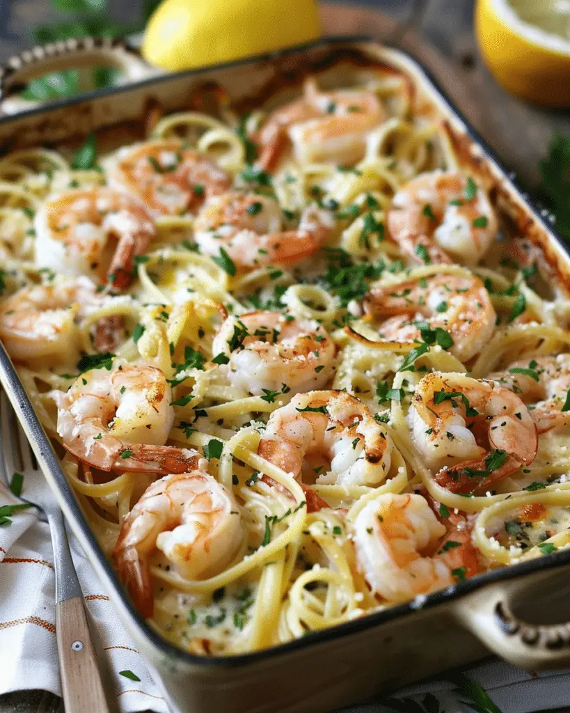 Shrimp Scampi Pasta Bake