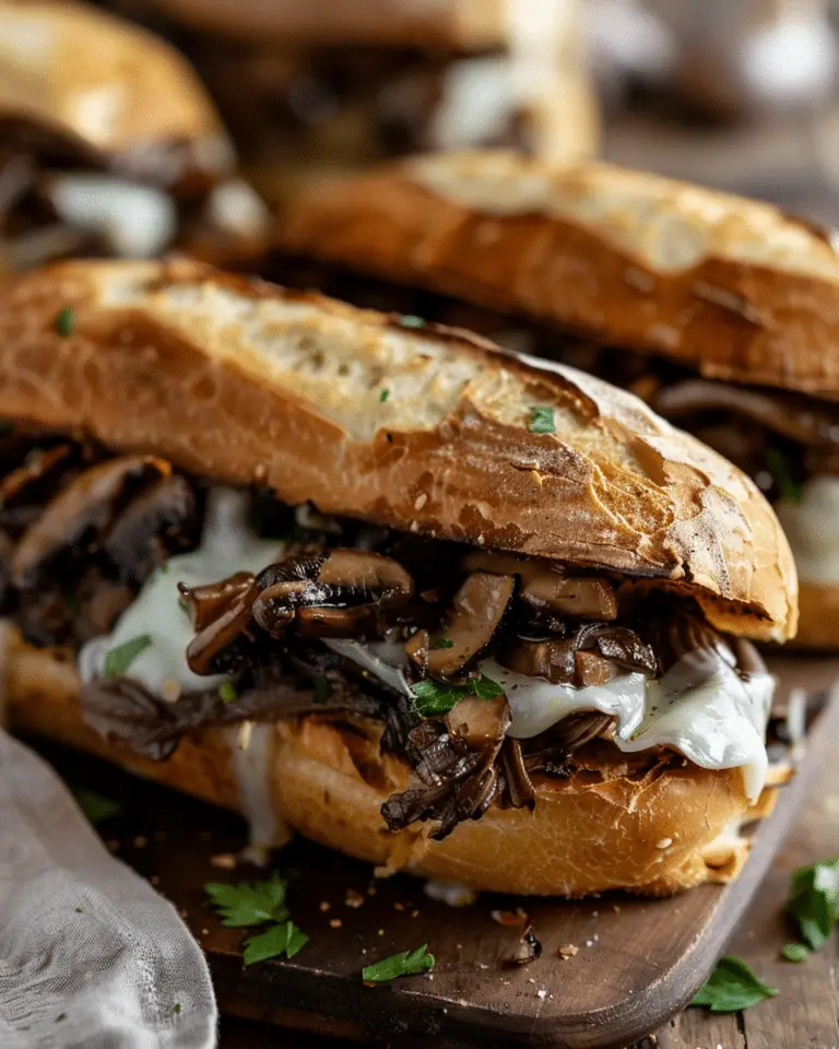Slow Cooker French Dip Sandwiches with Garlic Mushrooms