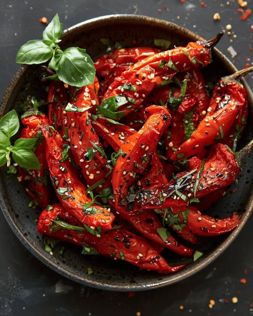 Smoky Mediterranean Marinated Roasted Red Peppers