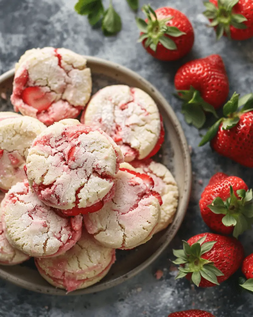 Soft Strawberry Cheesecake Cookies