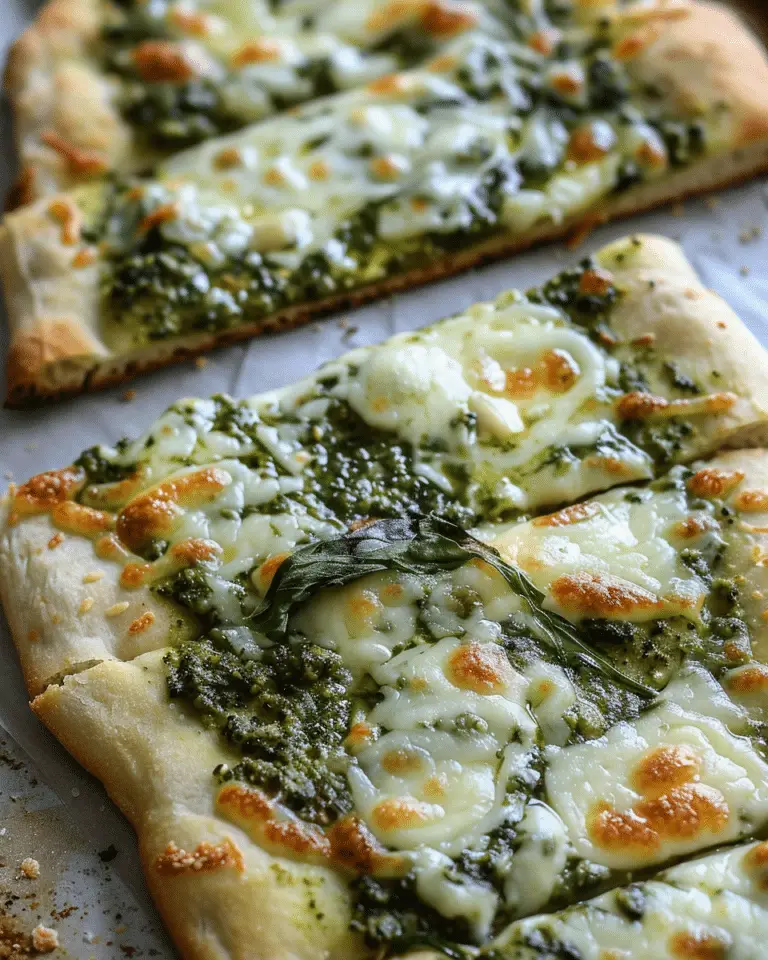 Three Cheese Pesto Spinach Flatbread Pizza