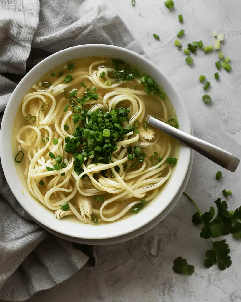 Fragrant Ginger Scallion Chicken Noodle Soup