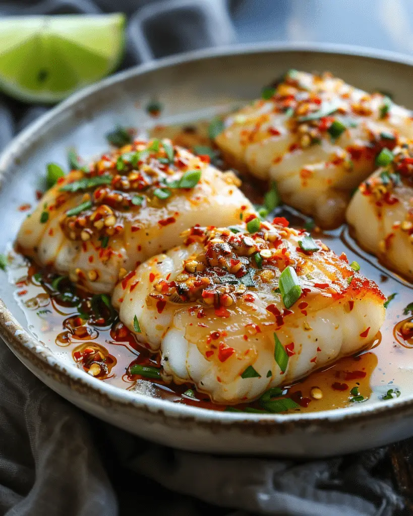 Garlic Butter Cod Strips with Sweet Chili Lime Sauce