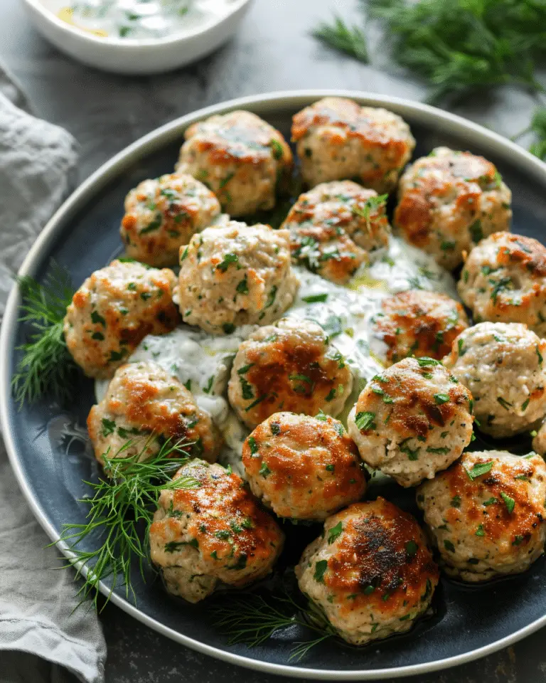 Healthy Greek Turkey Meatballs with Tzatziki