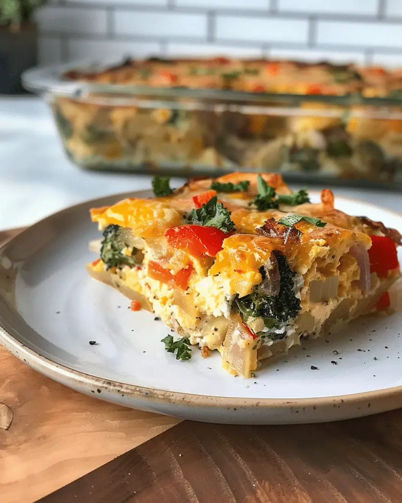 Healthy Veggie Egg Casserole with Hashbrowns