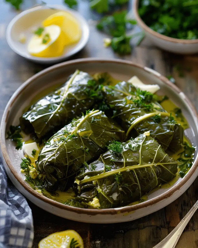 Lahanodolmades (Greek Stuffed Cabbage Leaves)