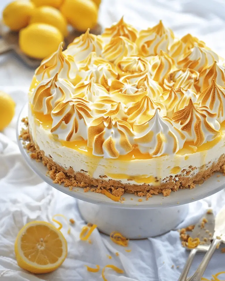 Lemon Cheesecake with Lemon Curd and Crunchy Meringues