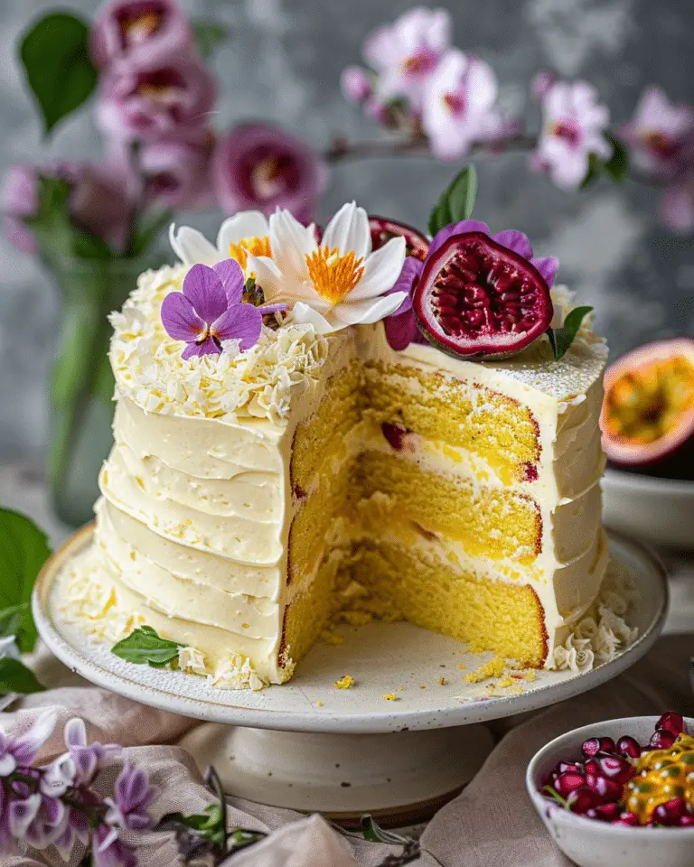 Passion Fruit Sponge Cake with Meringue Buttercream