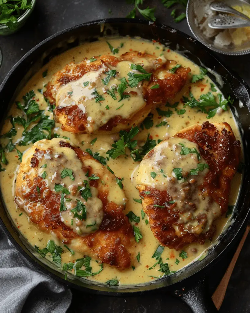 Pretzel Chicken with Mustard Cheddar Sauce
