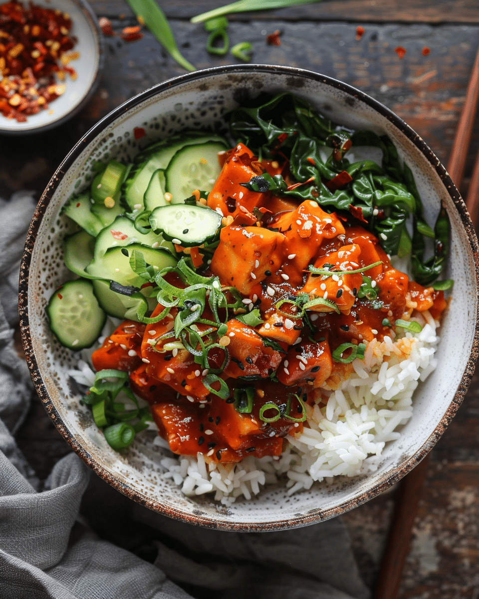 Spicy Chicken Rice Bowls with Chili Garlic Sauce - Cooking With Blog
