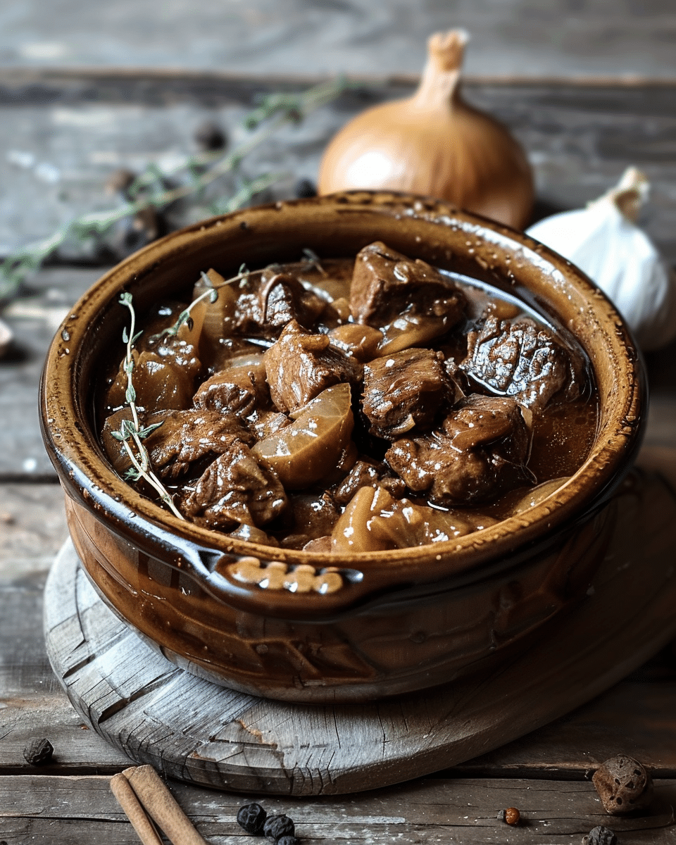 Traditional Greek Stifado (Beef and Onion Stew)