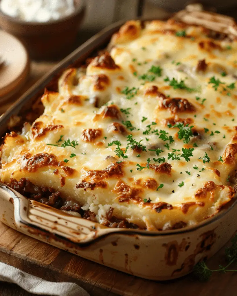 Cheesy Beef & Potato Bake