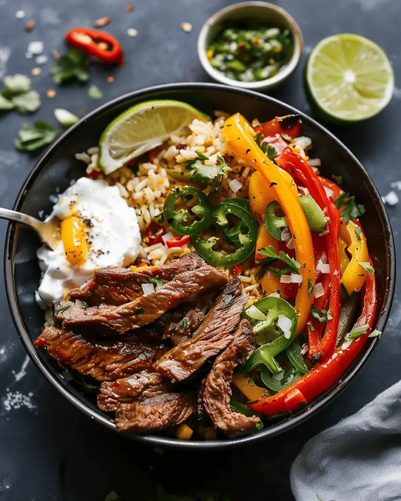 High Protein Steak Fajita Bowl
