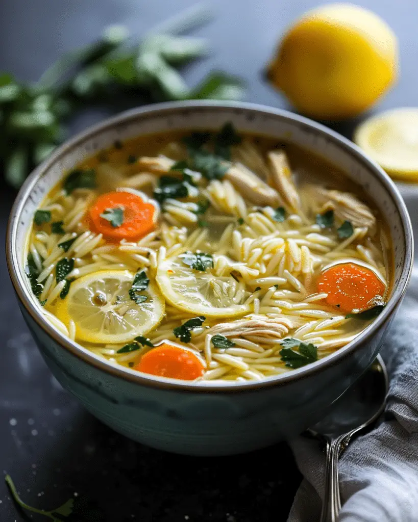 Lemon Chicken Orzo Soup