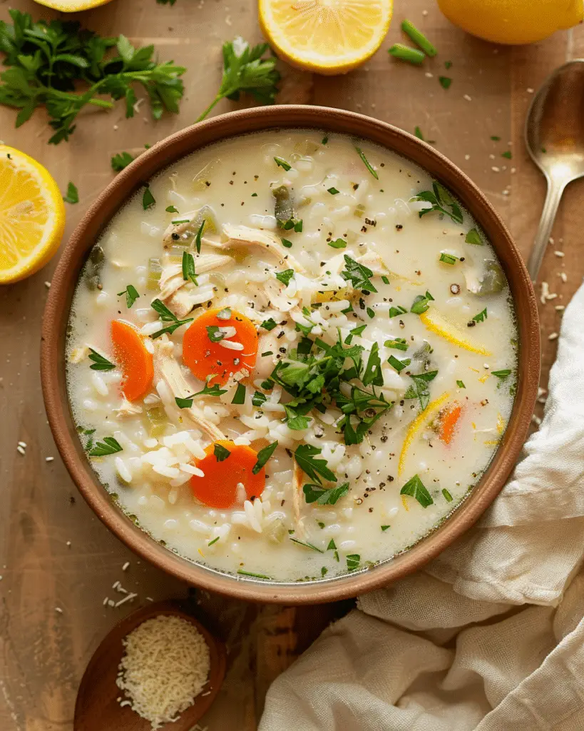 Lemon Coconut Chicken and Rice Soup