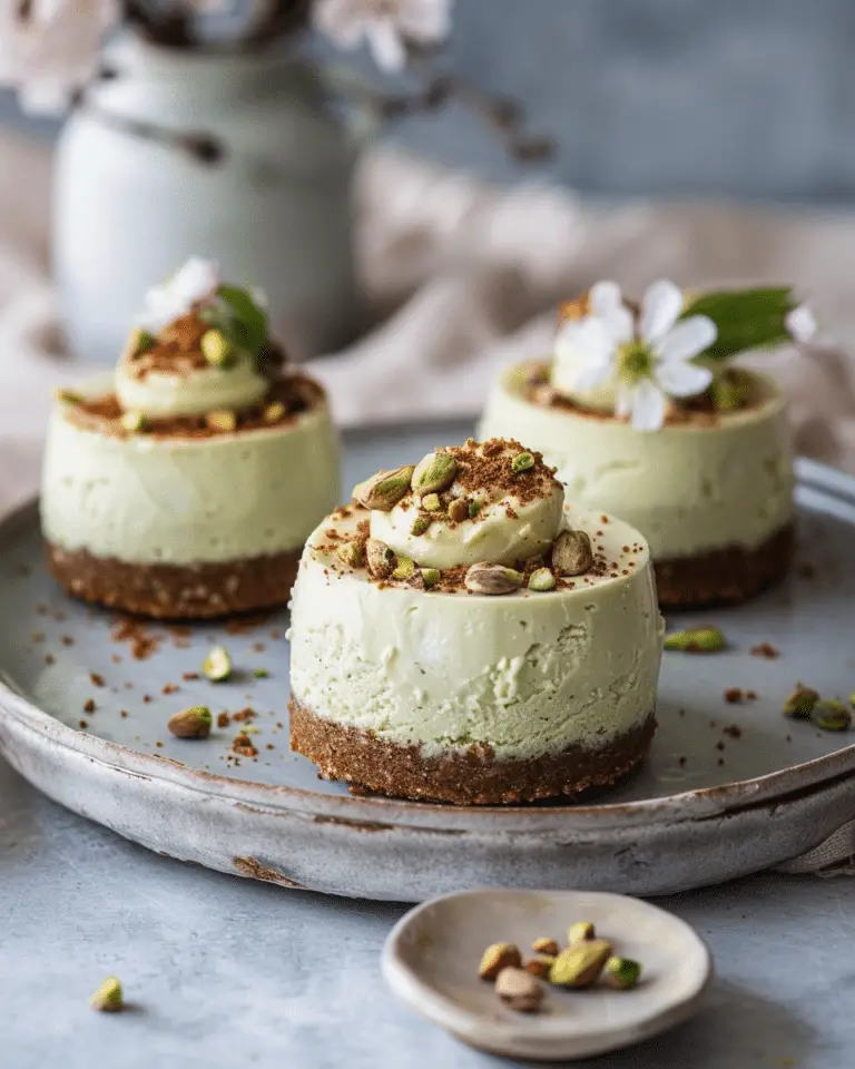 Mini Pistachio Coffee Cheesecakes