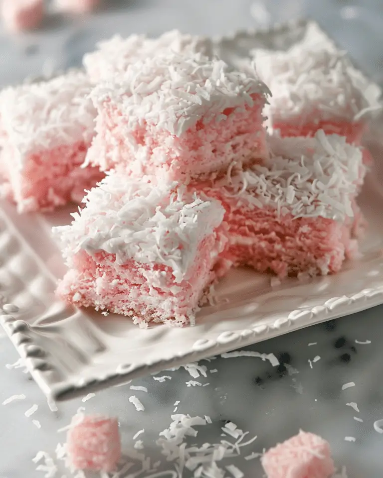 Pink Coconut Snowball Cake Bars