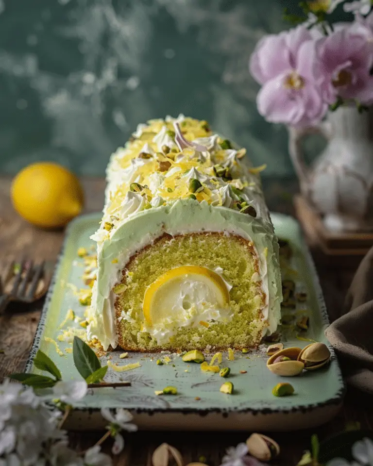 Pistachio Lemon Roll Cake