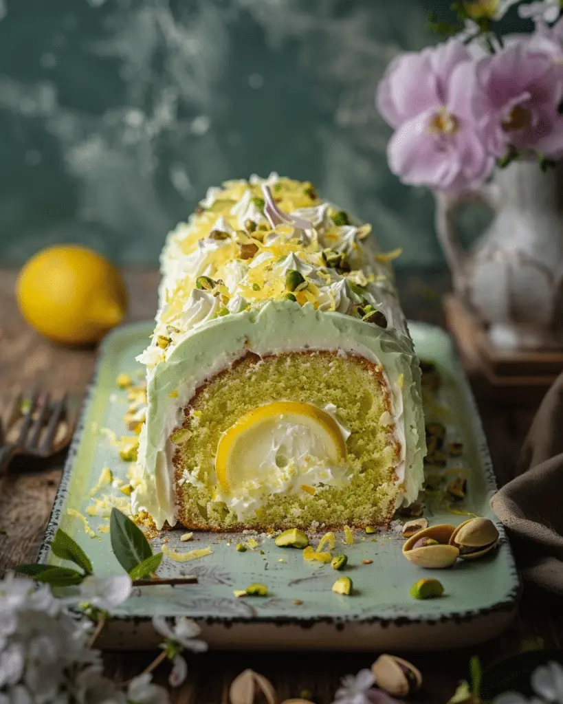 Pistachio Lemon Roll Cake