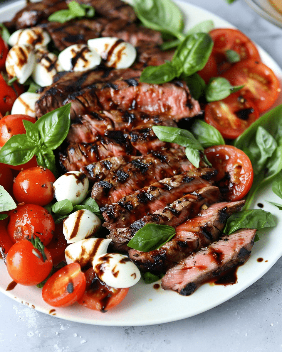 Balsamic Grilled Flank Steak Caprese