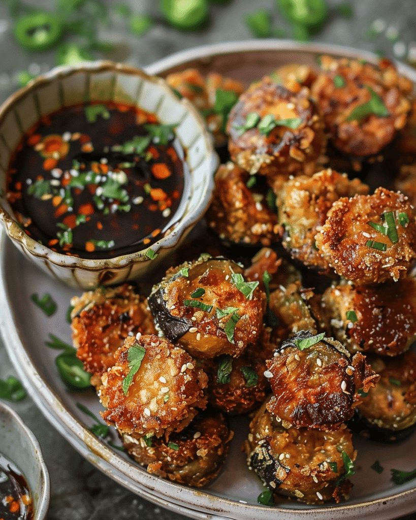 Crispy Eggplant Bites with Sweet and Sour Sauce