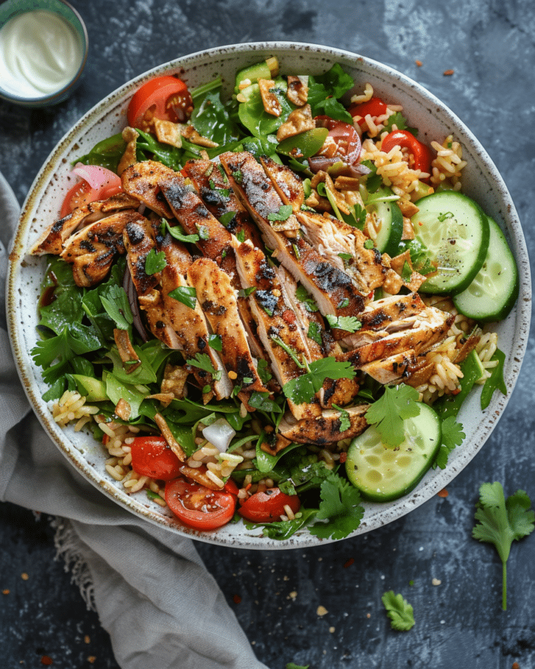 Juicy Chicken Shawarma Crispy Rice Salad