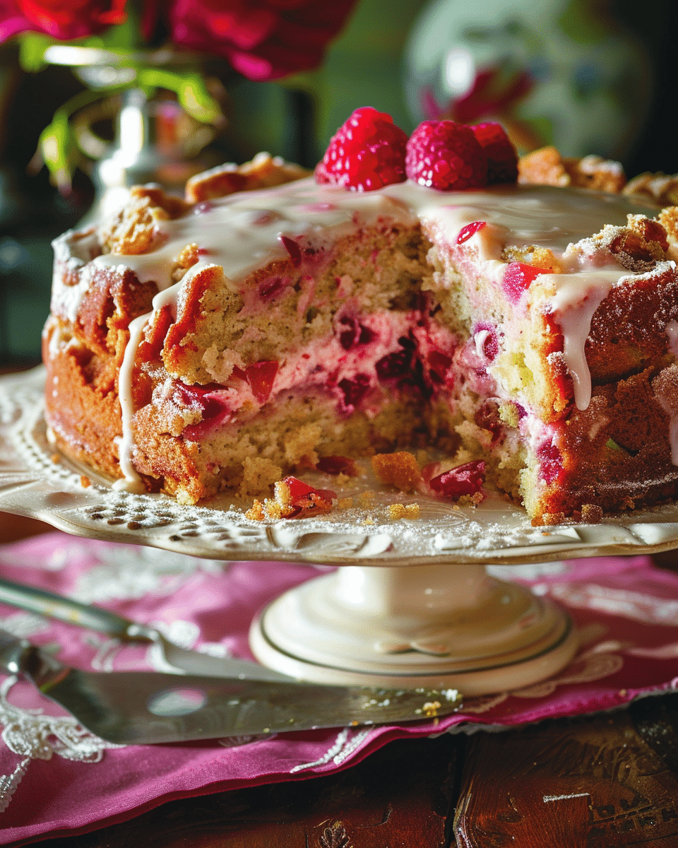 Rhubarb Cake with Butter Sauce