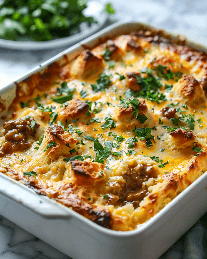 Biscuits and Gravy Breakfast Casserole