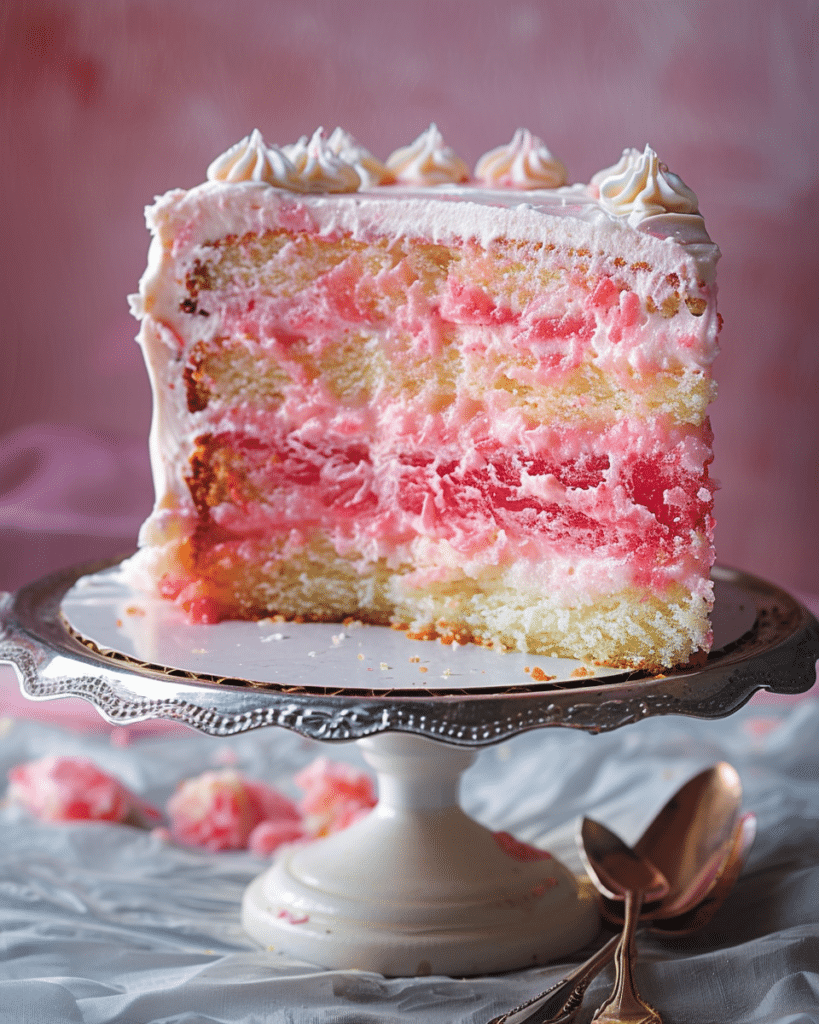 Layered Rhubarb Delight with Cream Cheese Cloud Frosting