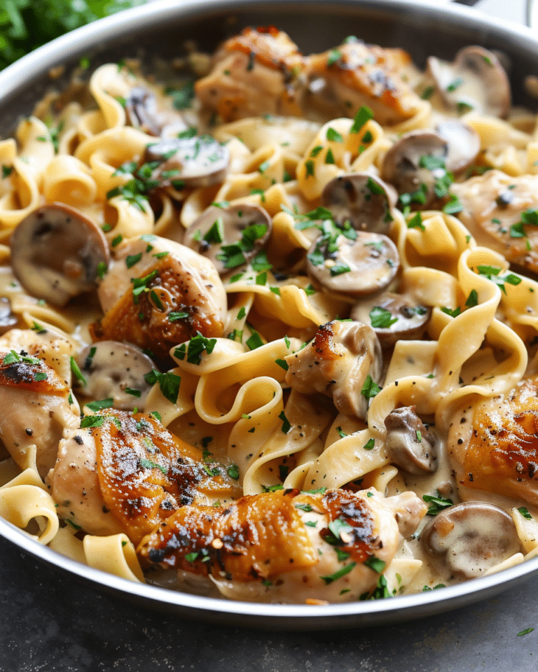 One-Pan Creamy Garlic Butter Chicken with Egg Noodles