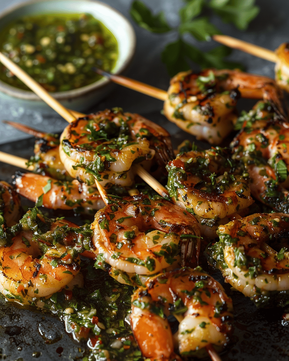 Quick Chimichurri Shrimp Skewers