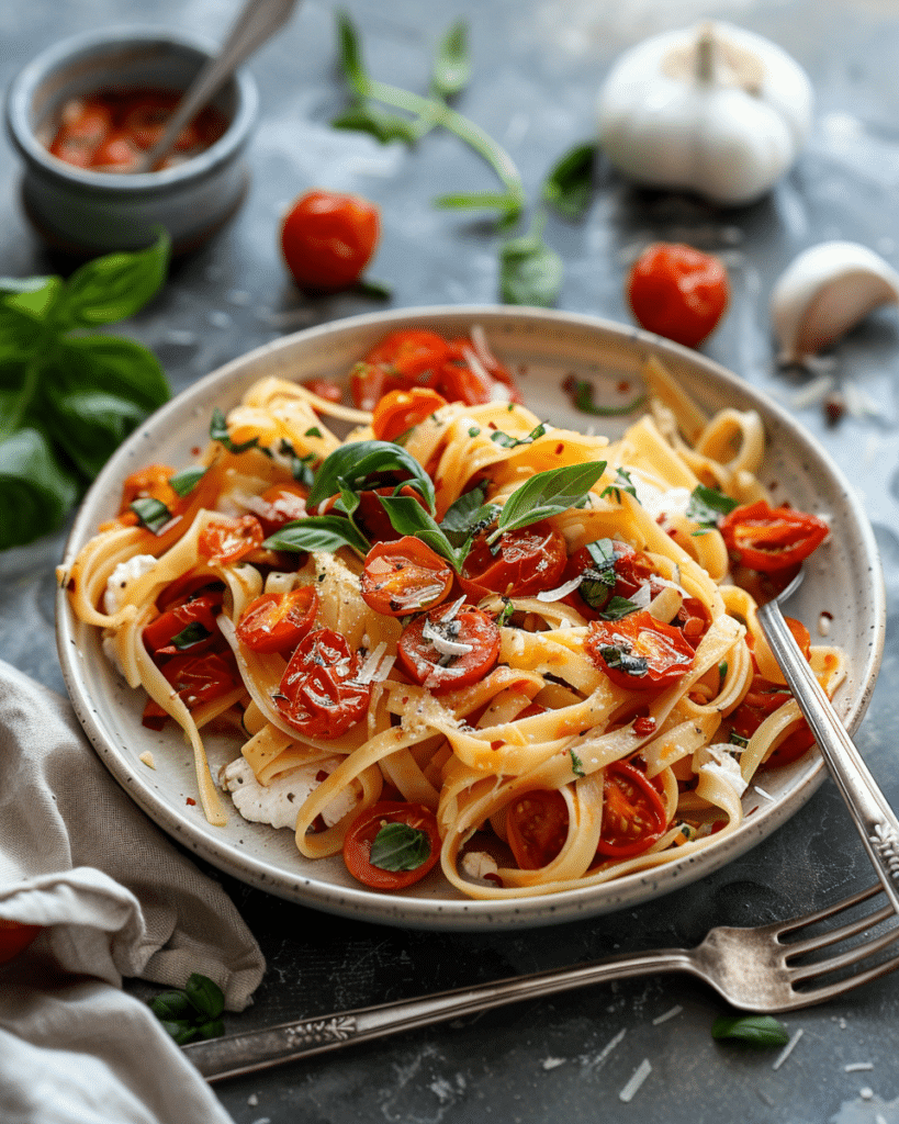 Roasted Tomato and Garlic Ricotta Pasta