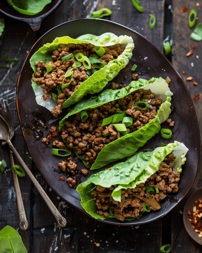 Asian Style Ground Beef Lettuce Wraps