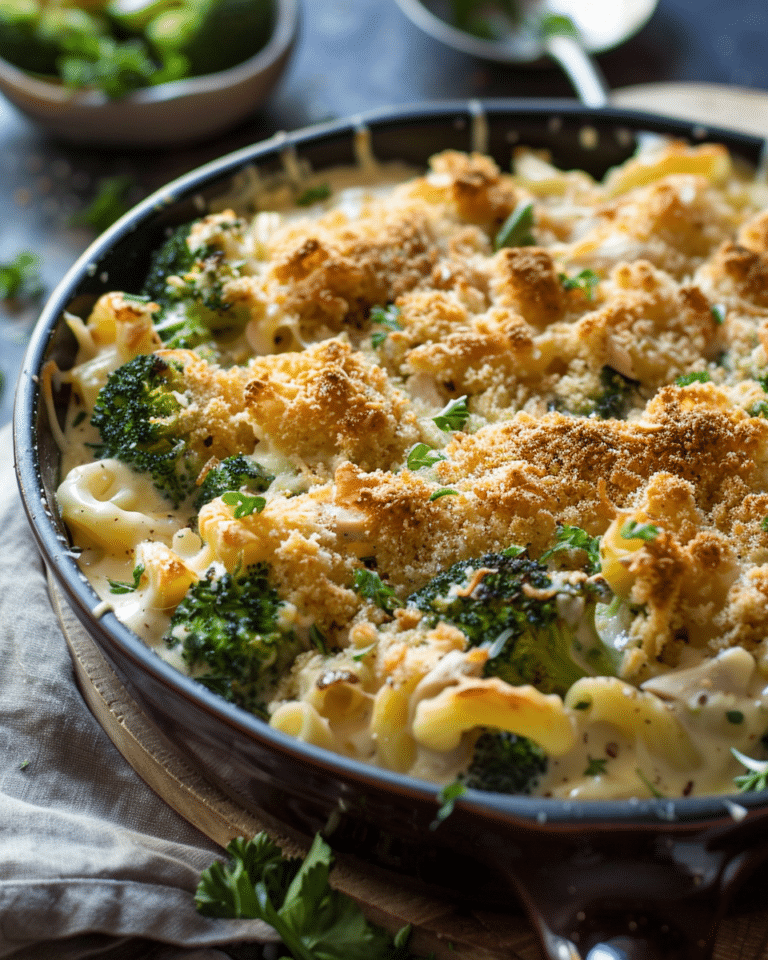 Chicken Broccoli Alfredo Bake with a Crispy Topping