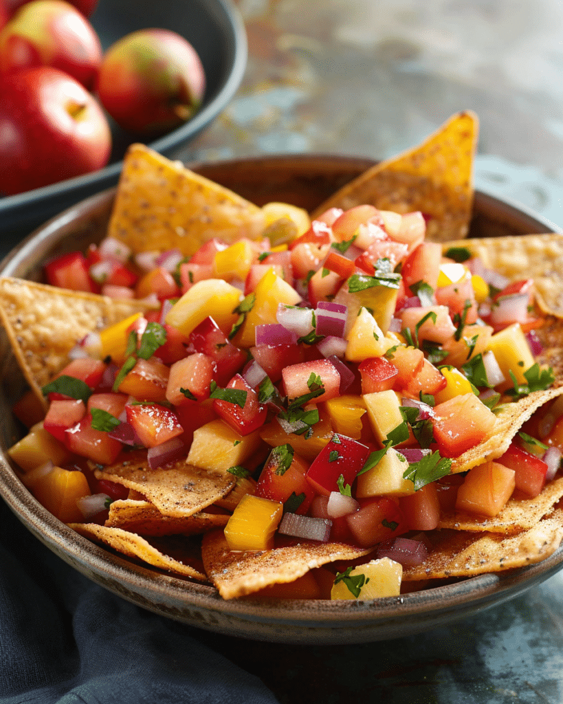 Fruit Salsa with Cinnamon Sugar Tortilla Chips