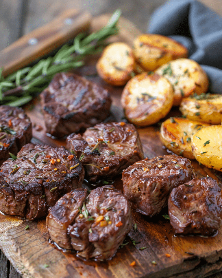 Garlic Butter Steak Bites and Potatoes