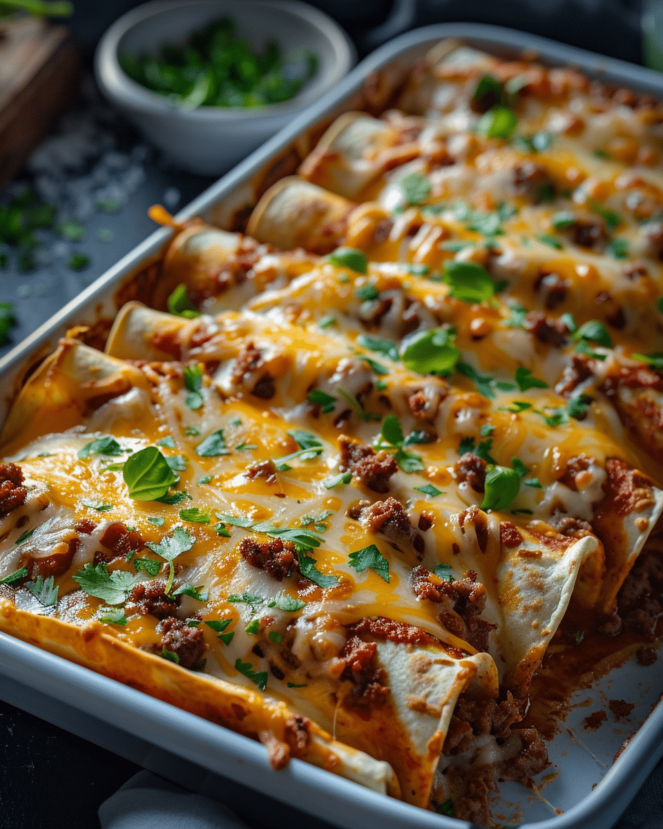 Pizza Enchiladas with Ground Beef