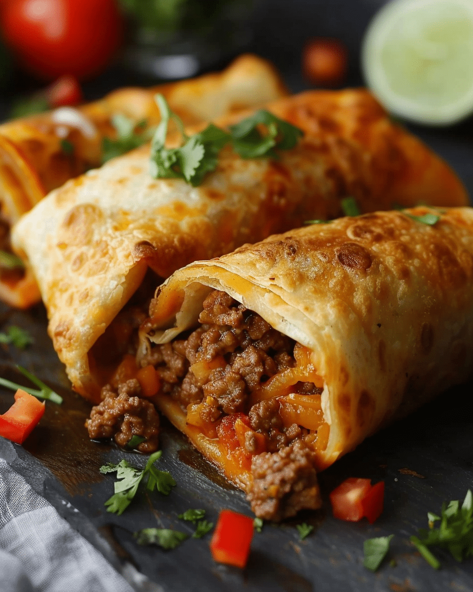 Crispy Beef & Cheesy Chimichangas