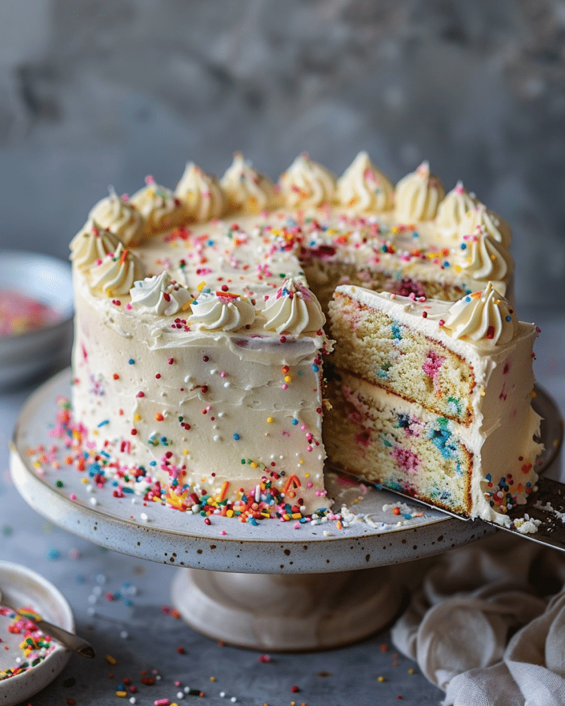 Easy Homemade Funfetti Cake with Vanilla Buttercream