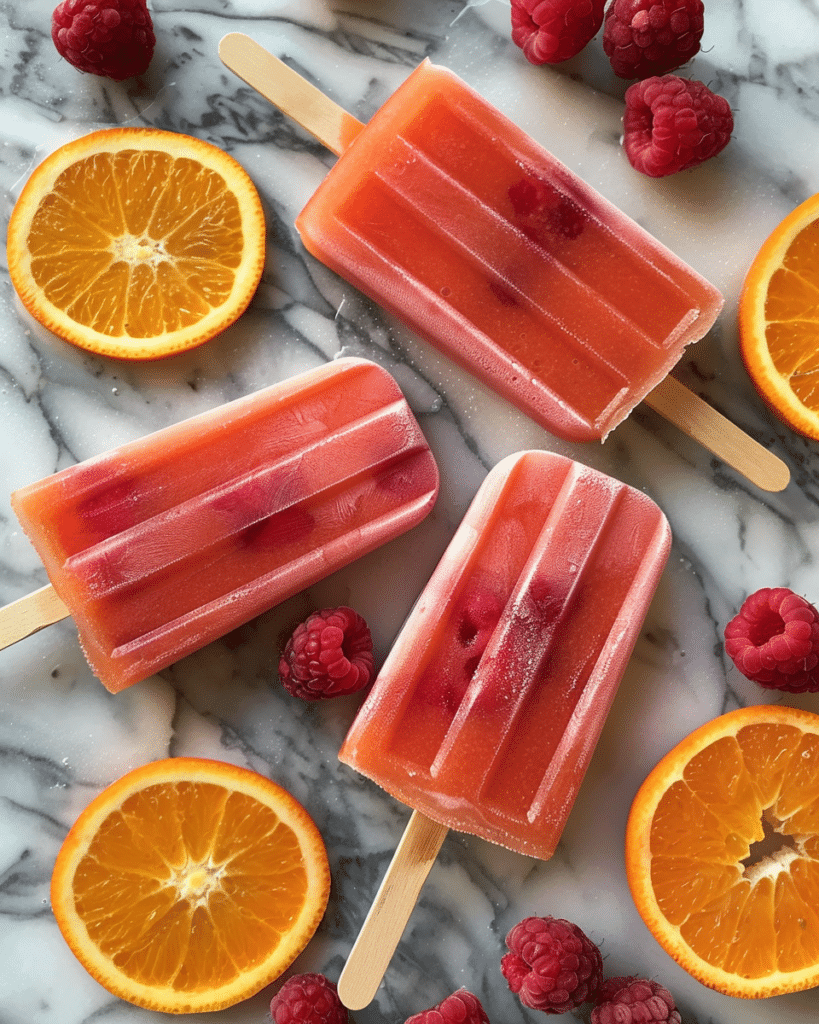 Orange Raspberry Ice Pops